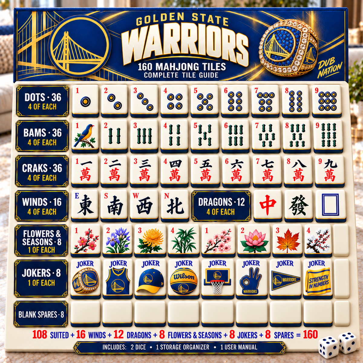 Premium GSW Mahjong Tiles Set TTMH