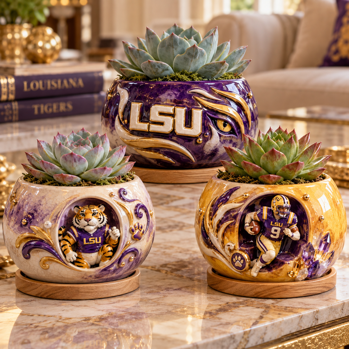 LSU 3-Piece Succulent Planter Set HTTT