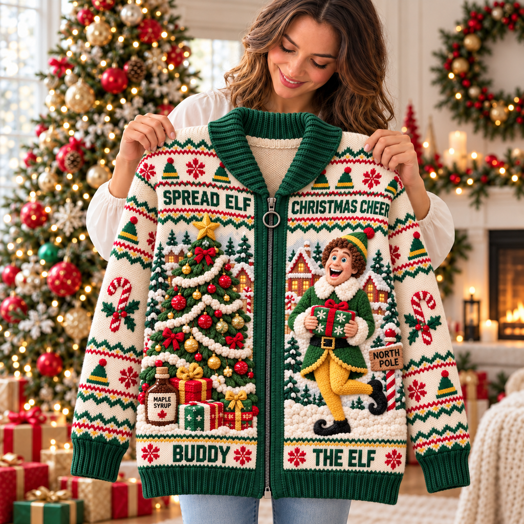 ELF WOOL ZIP CARDIGAN NPL