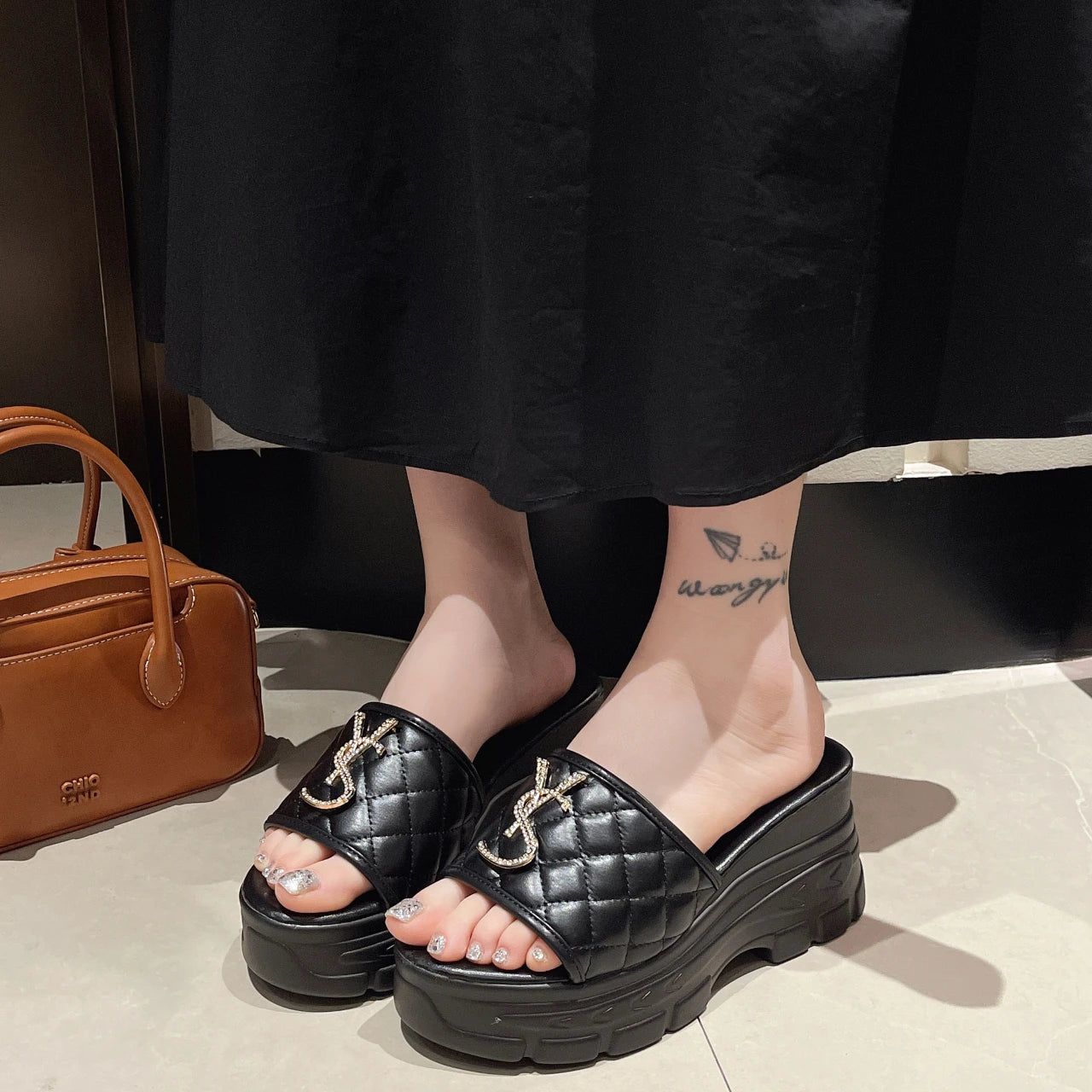 Women Sandals Summer Platform Letters Fashion Sandals Casual Comfortable Slipper Women Lightweight Non-slip Outside Slides Women